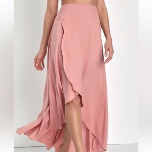 Ambrosio Mauve Pink High-Low Maxi Skirt